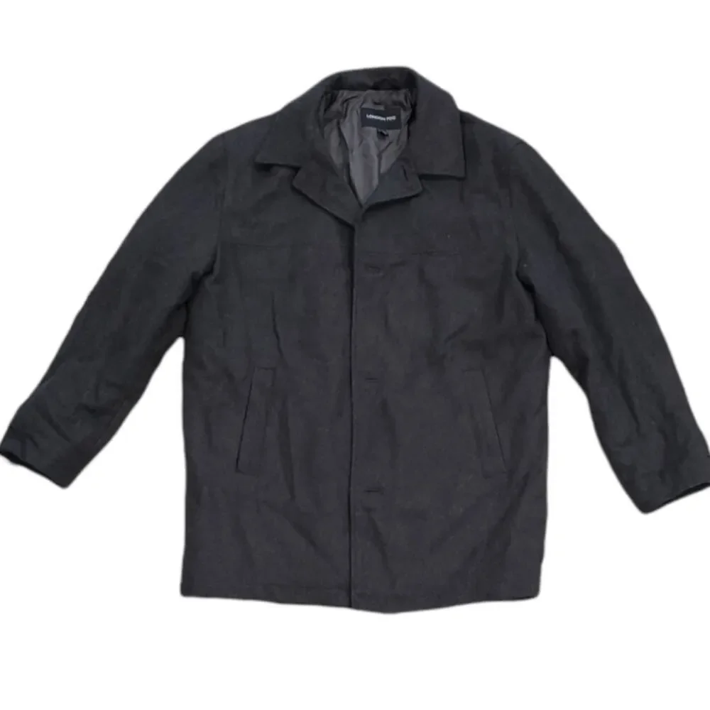London Fog Men's Gray Wool Pea Coat L